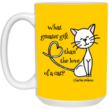 Dickens Cat 11 and 15 oz White Mugs