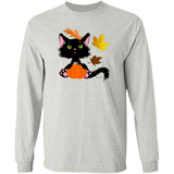Lucky the Black Cat with Pumpkin LS Ultra Cotton T-Shirt