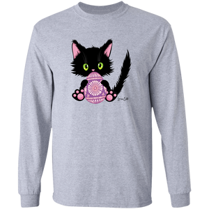 Lucky the Black Cat with Easter Egg LS Ultra Cotton T-Shirt