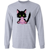 Lucky the Black Cat with Easter Egg LS Ultra Cotton T-Shirt
