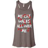 My Cat Walks All Over Me Flowy Racerback Tank