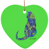 Iris Cat Ceramic Ornaments in 4 Shapes