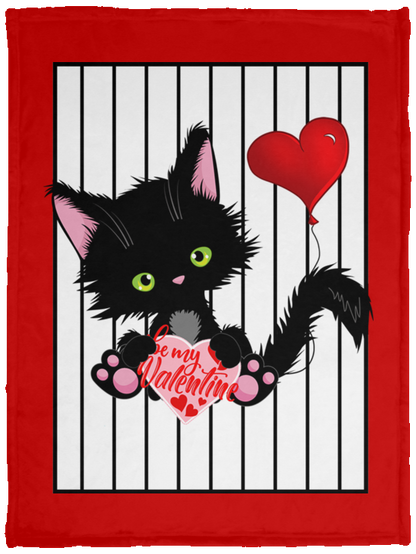 Lucky the Black Cat with Valentine Cozy Plush Fleece Blankets