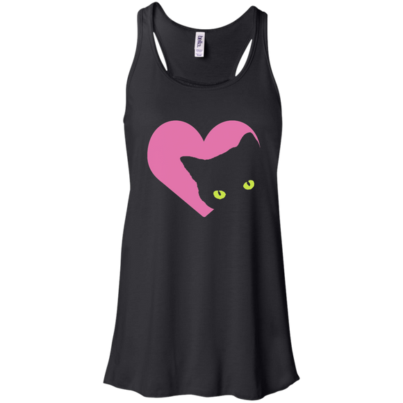 Black Cat Heart Flowy Racerback Tank
