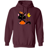 Lucky the Black Cat with Pumpkin Pullover Hoodie