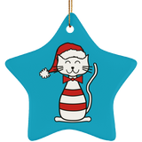 Santa Cat Ceramic Ornaments in 4 Shapes