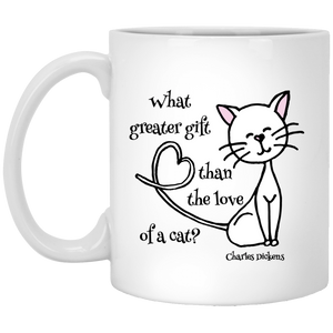 Dickens Cat 11 and 15 oz White Mugs