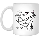 Dickens Cat 11 and 15 oz White Mugs