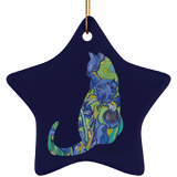 Iris Cat Ceramic Ornaments in 4 Shapes