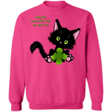 Lucky the Black Cat with Shamrock Crewneck Pullover Sweatshirt