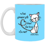 Dickens Cat 11 and 15 oz White Mugs