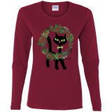 Victor in Christmas Wreath Ladies Long Sleeve T-Shirts