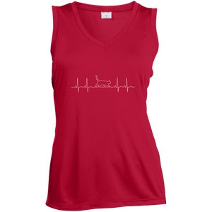 Walking Cat Heartbeat Ladies Sleeveless Moisture Absorbing V-Neck