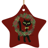 Victor in Christmas Wreath Ceramic Ornaments in 4 Shapes