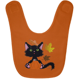 Lucky the Black Cat with Pumpkin Baby Bib