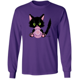 Lucky the Black Cat with Easter Egg LS Ultra Cotton T-Shirt