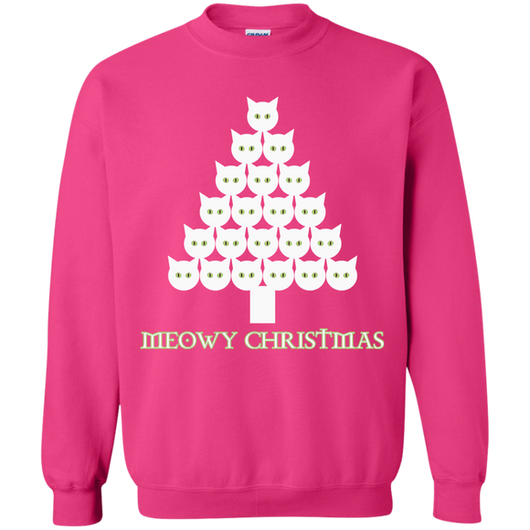 Meowy White Christmas Crewneck Pullover Sweatshirt