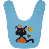 Lucky the Black Cat with Pumpkin Baby Bib