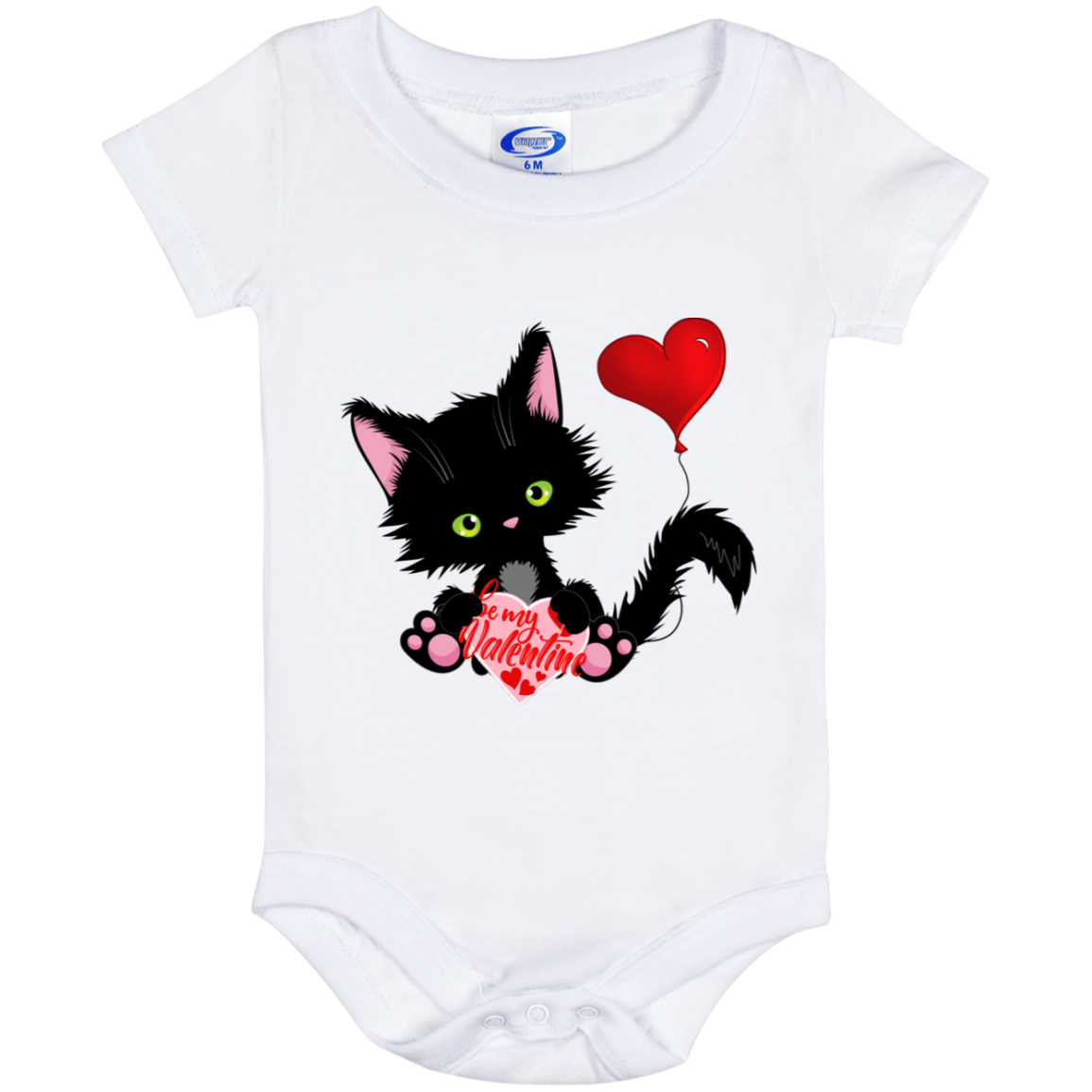 Lucky the Black Cat with Valentine Baby Bodysuits