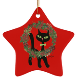 Victor in Christmas Wreath Ceramic Ornaments in 4 Shapes