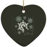 Cat and Snowflakes Ceramic Ornaments in 4 Shapes