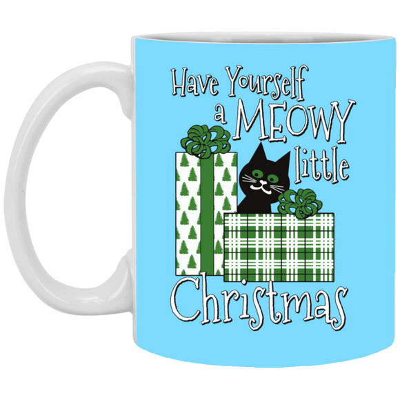 Meowy Little Christmas White Mugs