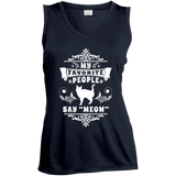 My Favorite People Say Meow Ladies Sleeveless Moisture Absorbing V-Neck