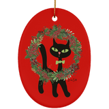 Victor in Christmas Wreath Ceramic Ornaments in 4 Shapes