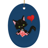 Lucky the Black Cat with Valentine Ceramic Ornaments in 4 Shapes