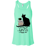 Cat-Tea-Book-Happy Flowy Racerback Tank