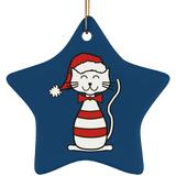 Santa Cat Ceramic Ornaments in 4 Shapes
