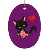 Lucky the Black Cat with Valentine Ceramic Ornaments in 4 Shapes