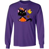 Lucky the Black Cat with Pumpkin LS Ultra Cotton T-Shirt