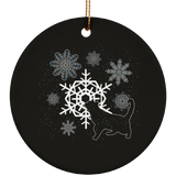 Cat and Snowflakes Ceramic Ornaments in 4 Shapes