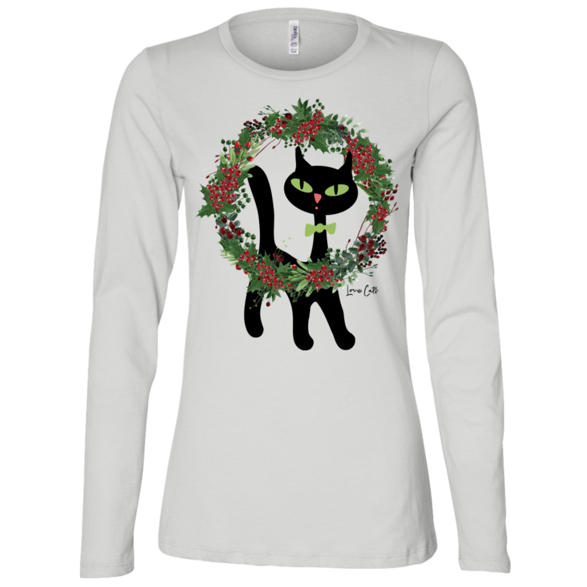 Victor in Christmas Wreath Ladies Long Sleeve T-Shirts