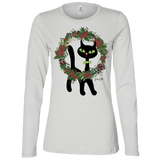 Victor in Christmas Wreath Ladies Long Sleeve T-Shirts
