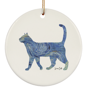 Starry Night Tabby Ceramic Ornaments in 4 Shapes