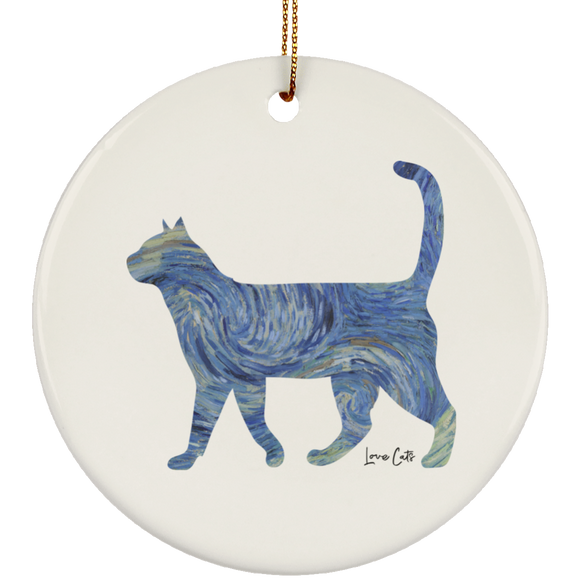 Starry Night Tabby Ceramic Ornaments in 4 Shapes