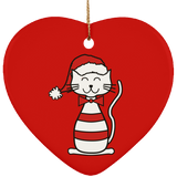 Santa Cat Ceramic Ornaments in 4 Shapes