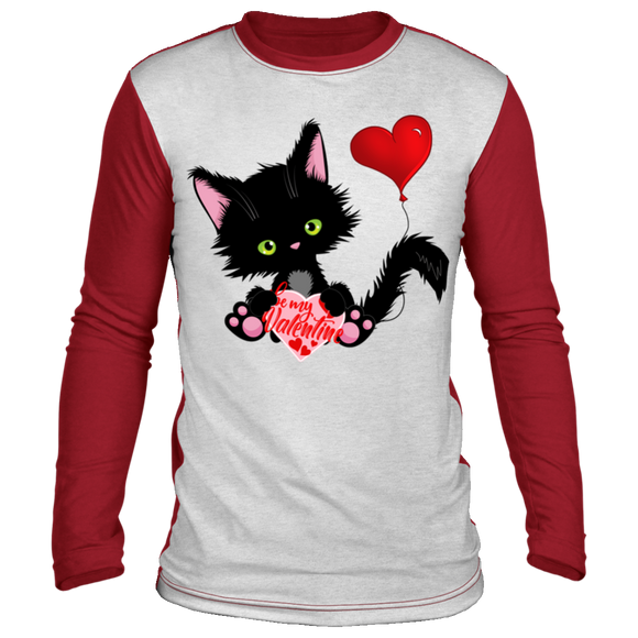 Lucky the Black Cat with Valentine Long Sleeve Lounge Shirt