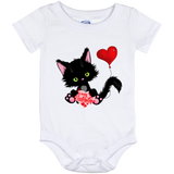 Lucky the Black Cat with Valentine Baby Bodysuits