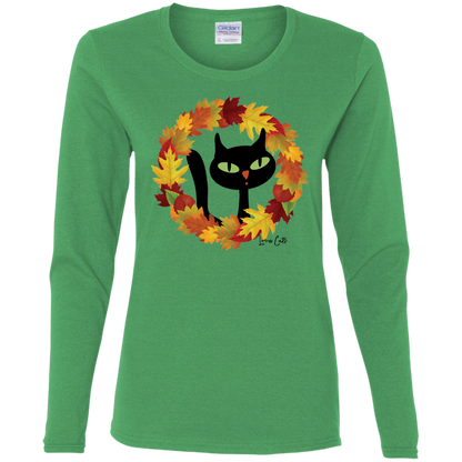 Victor in Fall Wreath Ladies Long Sleeve T-Shirts