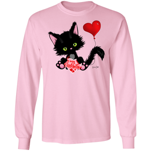 Lucky the Black Cat with Valentine LS Ultra Cotton T-Shirt