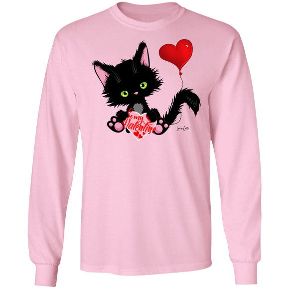 Lucky the Black Cat with Valentine LS Ultra Cotton T-Shirt
