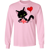 Lucky the Black Cat with Valentine LS Ultra Cotton T-Shirt