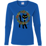 Victor in Christmas Wreath Ladies Long Sleeve T-Shirts