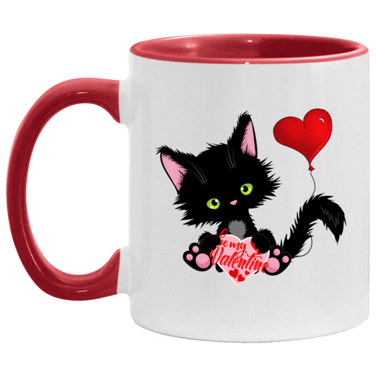 Lucky the Black Cat with Valentine Red Accent - Mug