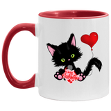 Lucky the Black Cat with Valentine Red Accent Mug