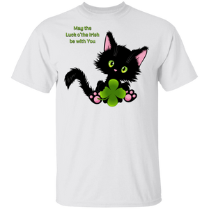 Lucky the Black Cat with Shamrock T-Shirt
