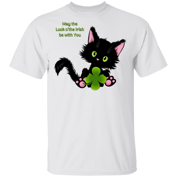 Lucky the Black Cat with Shamrock T-Shirt